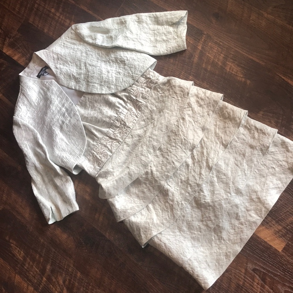 Silver/Metallic 2-piece Sheath Ruffle Dress Sz 12P